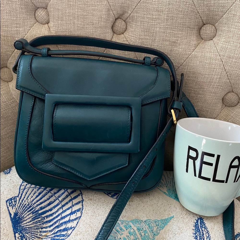 Blue green/teal DL Leather crossbody